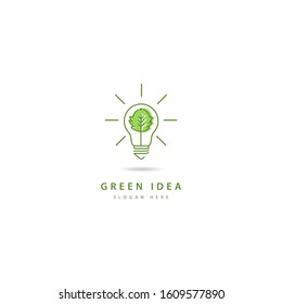 Ecology bulb lamp with leaf logo. green leaf logo (4)