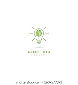Ecology bulb lamp with leaf logo. green leaf logo (8)
