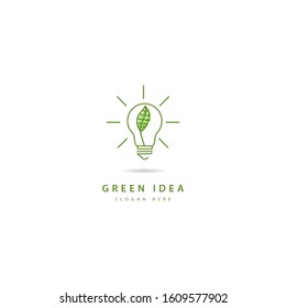 Ecology bulb lamp with leaf logo. green leaf logo (21)