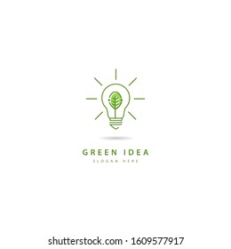 Ecology bulb lamp with leaf logo. green leaf logo (14)
