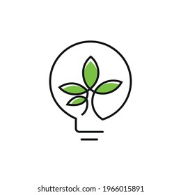 Ecology bulb lamp with leaf logo. Energy saving lamp symbol, icon. Eco Friendly, Eco world, green leaf, energy saving lamp symbol.