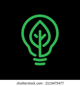 Ecology bulb lamp with leaf logo. Energy saving lamp symbol, icon. Eco Friendly, Eco world, green leaf, energy saving lamp symbol.
