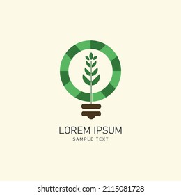 Lámpara de bombilla ecológica con logotipo de hoja. Símbolo de la lámpara de ahorro de energía, icono. Diseño de ilustración de vector de plantilla.