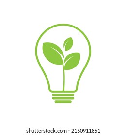 Ecology bulb lamp with leaf logo. energy saving lamp symbol, icon. Eco friendly concept for company logo. Eco world, green leaf. vector design.