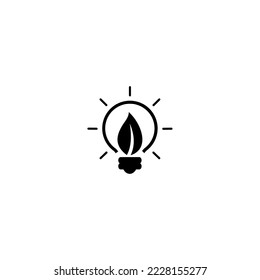 Ökologische Glühbirne mit Blattlogo. Öko-Welt, grünes Blatt, Energiesparlampensymbol.