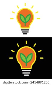 Ecology bulb lamp with leaf logo. Energy saving lamp symbol, icon. Eco Friendly, Eco world, green leaf, energy saving lamp symbol.