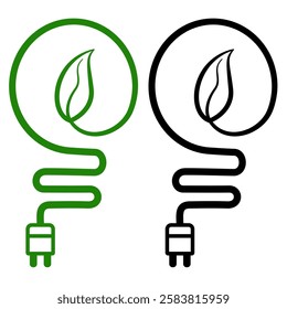 Ecology bulb lamp with leaf, simple flat style, illustration, logo sign symbol pictogram template, for ui or ux isolated on white for mobile app, editable