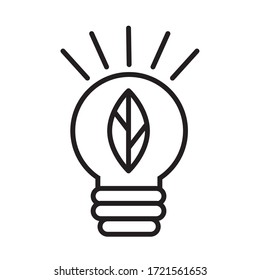 ecology bulb with leaf line style vector illustration design