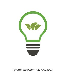Ecology bulb with leaves vector icon. Renewable energy concept icon.