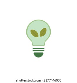 Ökologische Glühbirne mit Blättern Vektorsymbol. Symbol für das Konzept der erneuerbaren Energien.