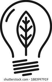 Ecology bulb light icon. ecology bulb and leaf vector icon renewable energy concept icon