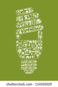 ecology bulb over green background. vector illustration