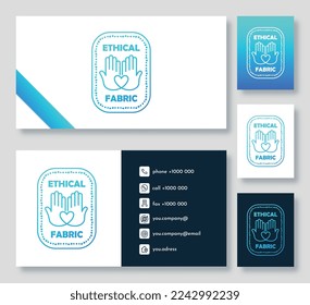 Ecology business card set. Ethical business and production, responsible society. Caring for nature and environment. Poster or banner. Cartoon flat vector illustrations isolated on grey background