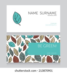 ecology business card, vector illustration