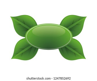 ecology button with leafs