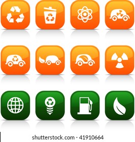Ecology  button set. Vector illustration.