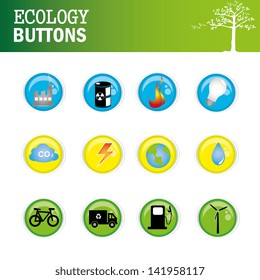 ecology buttons over white background vector illustration