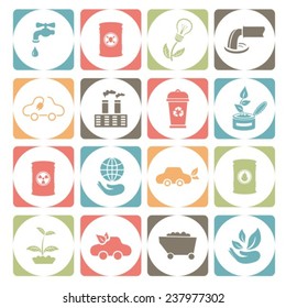  Ecology button.Vector set. EPS-10 (non transparent elements, non gradient)