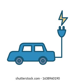 ecology car with connector cable vector illustration design