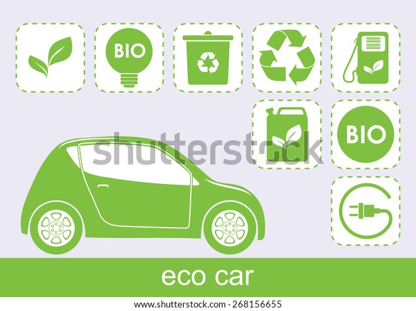 Ecology car and  eco\
icons