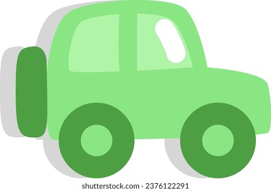 Ecology car, illustration or icon, vector on white background.