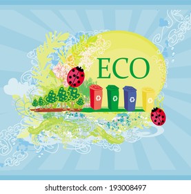 ecology card design, segregation of garbage 