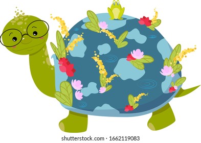 ecology care saving the planet with a turtle and toad