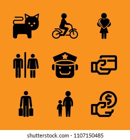 ecology, caucasian, reader and bath icon set. Vector illustration for web and design.