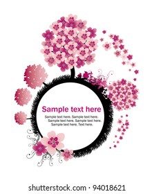 Ecology cherry tree with text in circle
