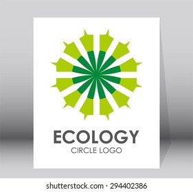 Ecology circle leaf green logo element design vector shape icon symbol business template abstract company nature