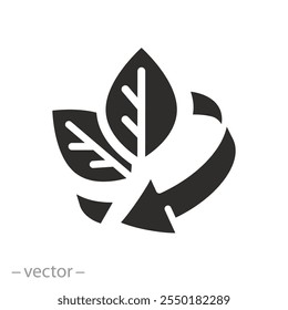 ecology circle refresh or restart, renewal of nature, organic recycle icon, eco recycle round, flat vector illustration