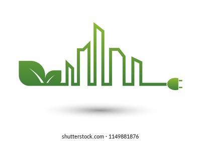 ecology city abstract concept,green leaves