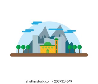 Ecology city mosque green town nature, islamic state, muslim culture