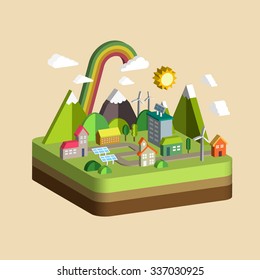 ecology city scenery concept in 3d isometric flat design