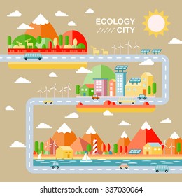 ecology city scenery concept in flat design