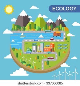 ecology city scenery concept in flat design