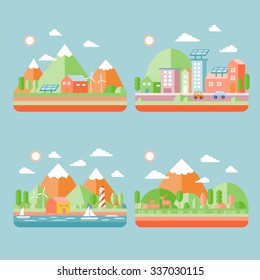 ecology city scenery concept in flat design