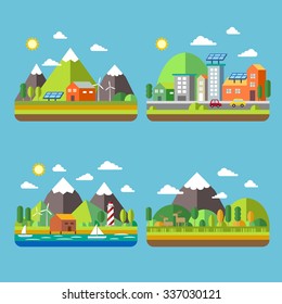 ecology city scenery concept in flat design