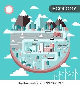 ecology city scenery concept in flat design