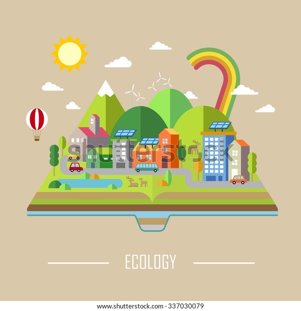 ecology city scenery
concept in flat design