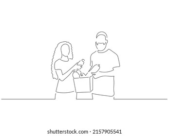 Ecology and climate change concept in line art drawing style. Composition of people recycling. Black linear sketch isolated on white background. Vector illustration design.