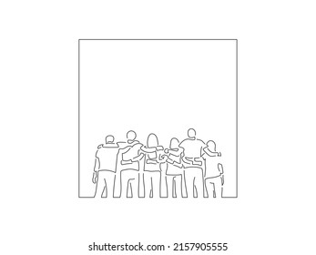 Ecology and climate change concept in line art drawing style. Composition of a group of volunteers recycling. Black linear sketch isolated on white background. Vector illustration design.