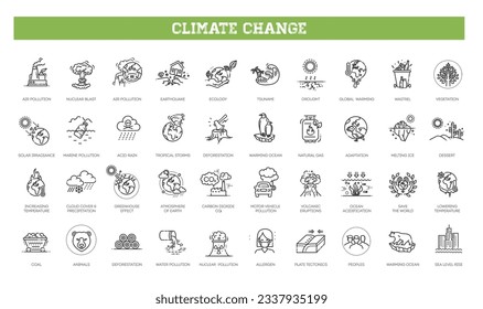 Ecology. Climate change. Vector icons