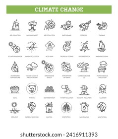 Ecology. Climate change. Vector icons