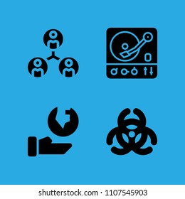 ecology, collaboration, biological hazard and turntable icons vector in sample icon set for web and graphic design