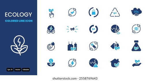 ecology colored icon set vector design good for web and mobile app