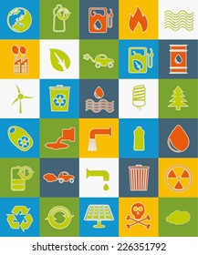 Ecology colorful vector icon set