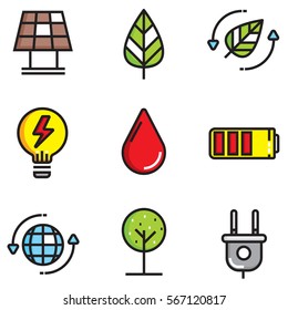 Ecology colour of flat icons set, illustration EPS10