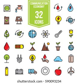 Ecology colour of flat icons set, illustration EPS10