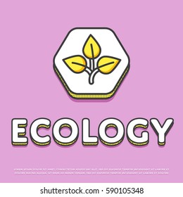 Ecology colour hexagonal icon isolated vector illustration. Leaves nature ecological symbol. Eco friendly concept, green recycling, environment protection logo or sign in line design.